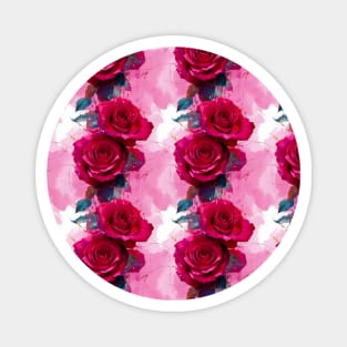 Rose Pattern Pink Red Magnet